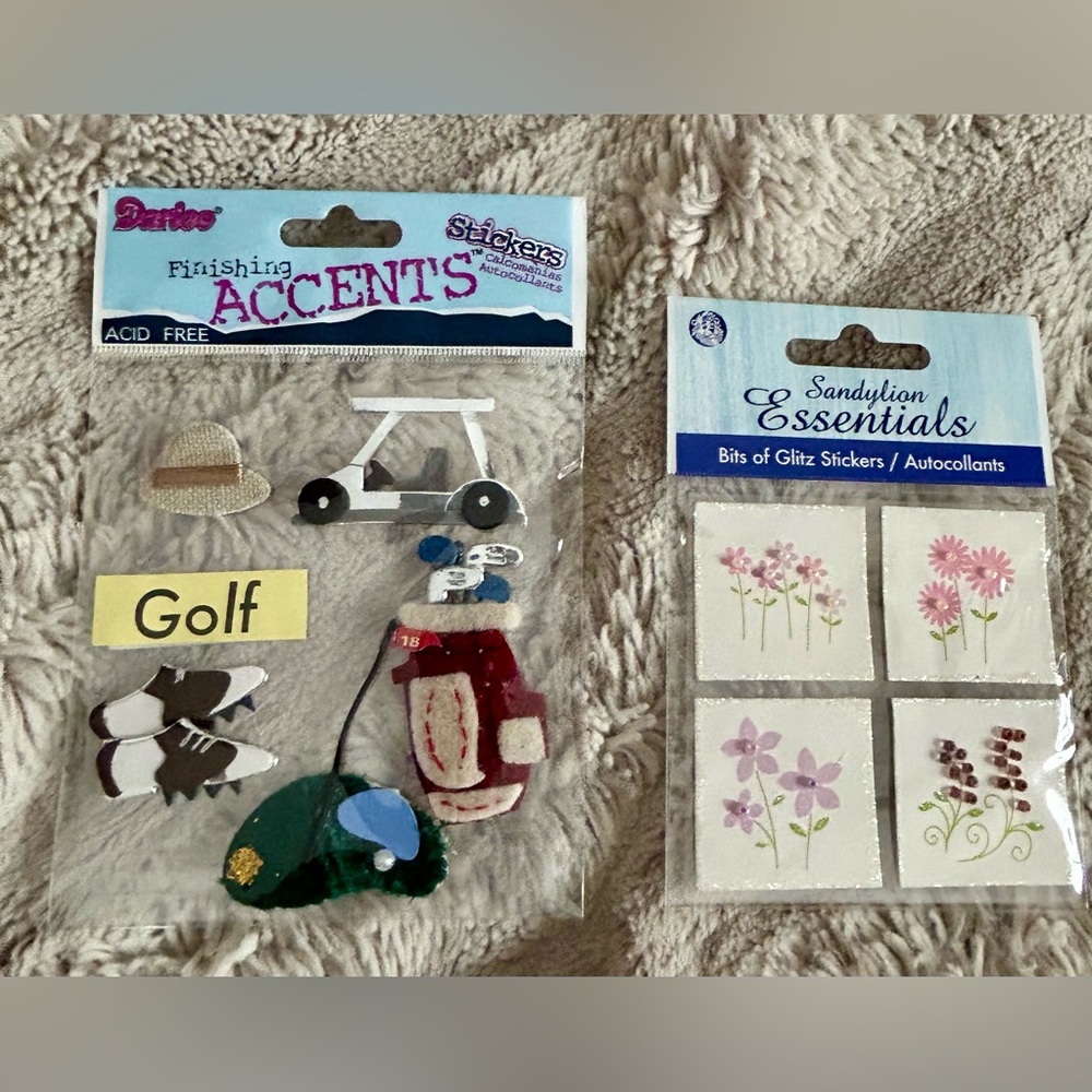 Sandylion Essentials Floral Sticker & Darice Golf-Themed Scrapbooking Vintage